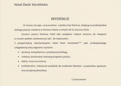 Rekomendacje Zakopane Hotel Dwór Karolówka recommendation LIR